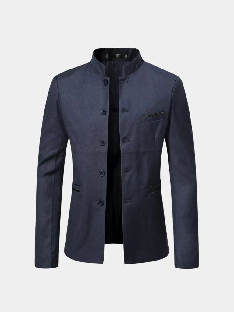 Elegante herenjas met opstaande kraag en slanke pasvorm