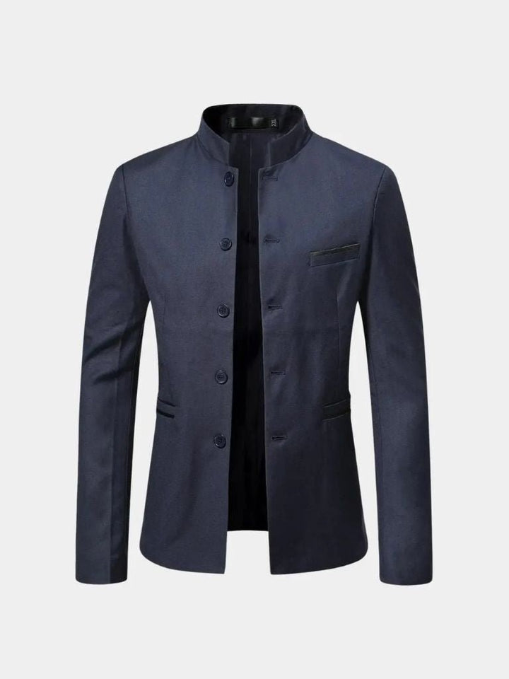 Elegante herenjas met opstaande kraag en slanke pasvorm
