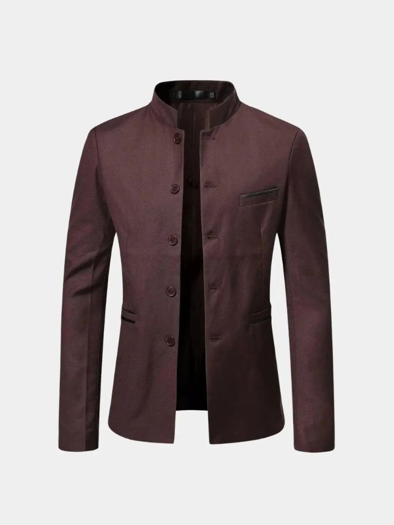 Elegante herenjas met opstaande kraag en slanke pasvorm