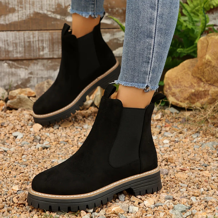 Dames enkellaarsjes | Groene chelsea boots met dikke zool