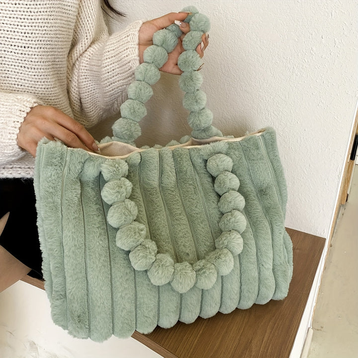 Dames tas | Pluche puffy schoudertas dames met grote capaciteit