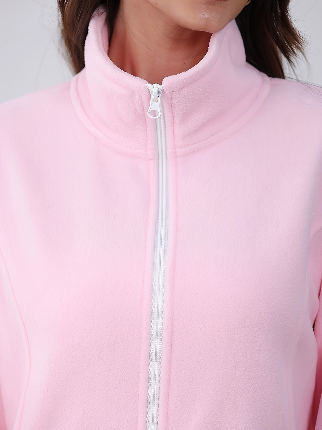 Dames winterjas | Fluffy fleece jas met hoge kraag en zakken
