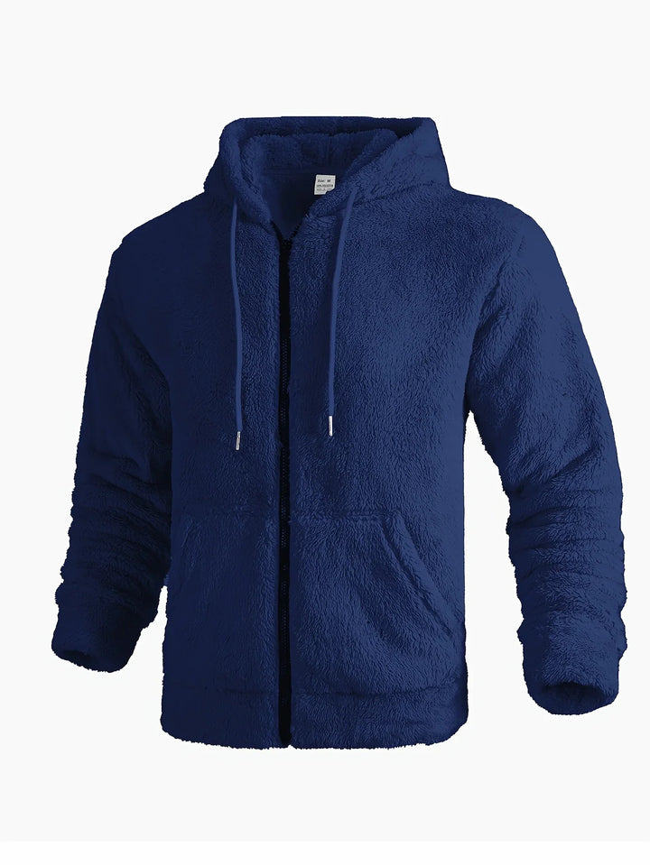 Heren teddy hoodie | Warme fleece trui met rits en capuchon