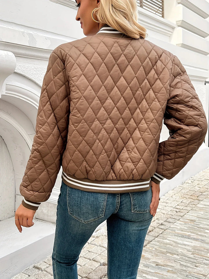 Bomberjack dames | Gewatteerd quilted jas met ritssluiting