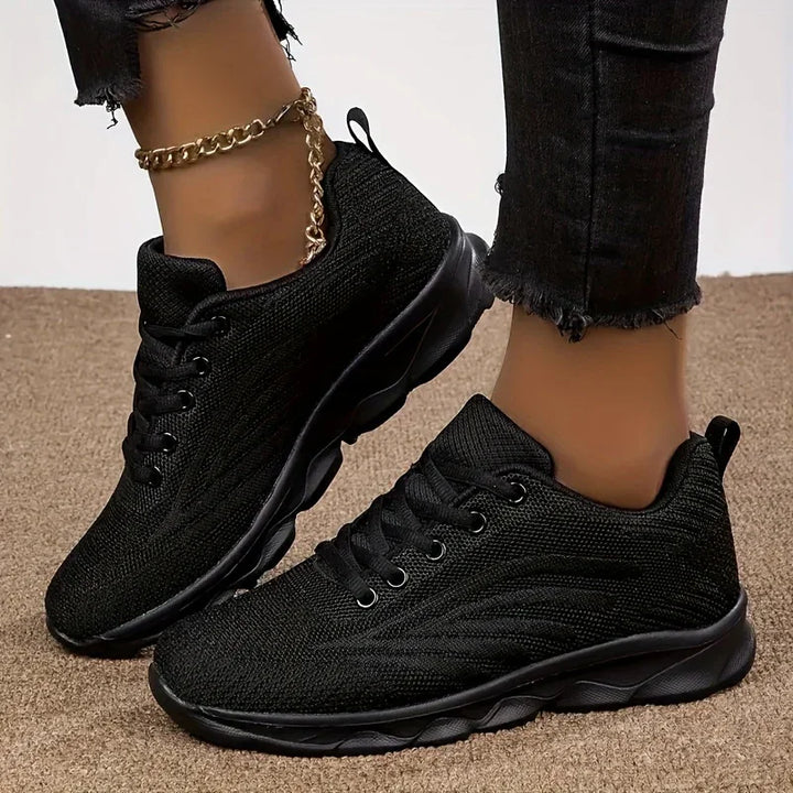 Dames sneakers zwart | Lichtgewicht ademende sportschoenen
