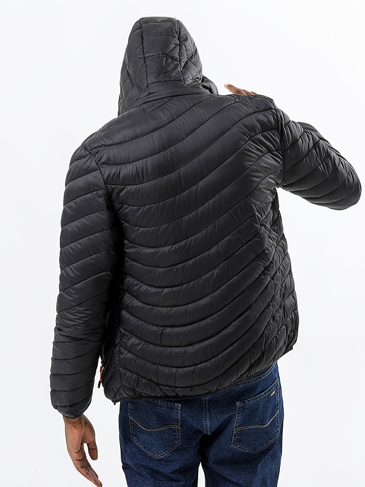Heren donsjas | Warme winterjas met capuchon en rits