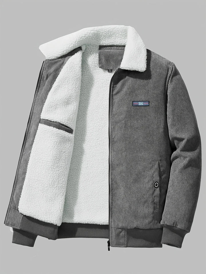 Heren winterjas | Corduroy jas met fleece voering en kraag
