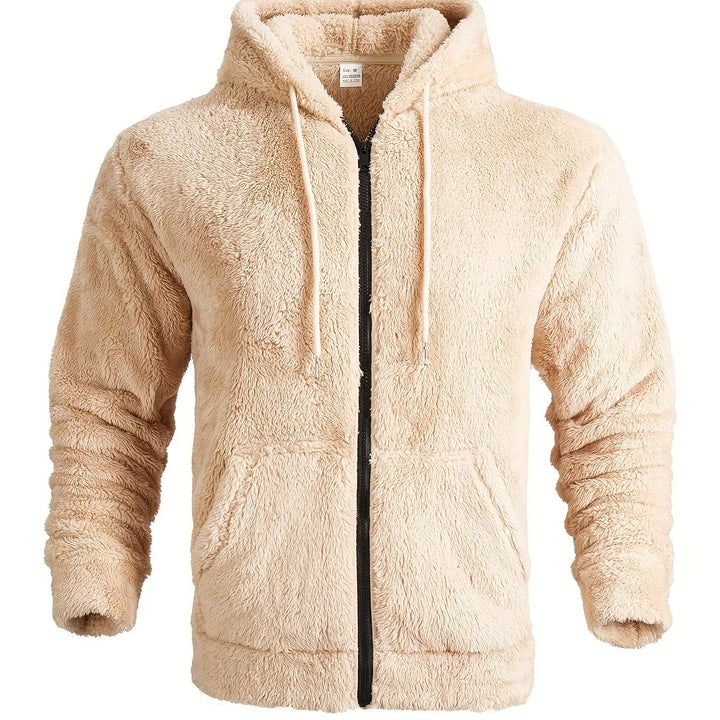 Heren teddy hoodie | Warme fleece trui met rits en capuchon