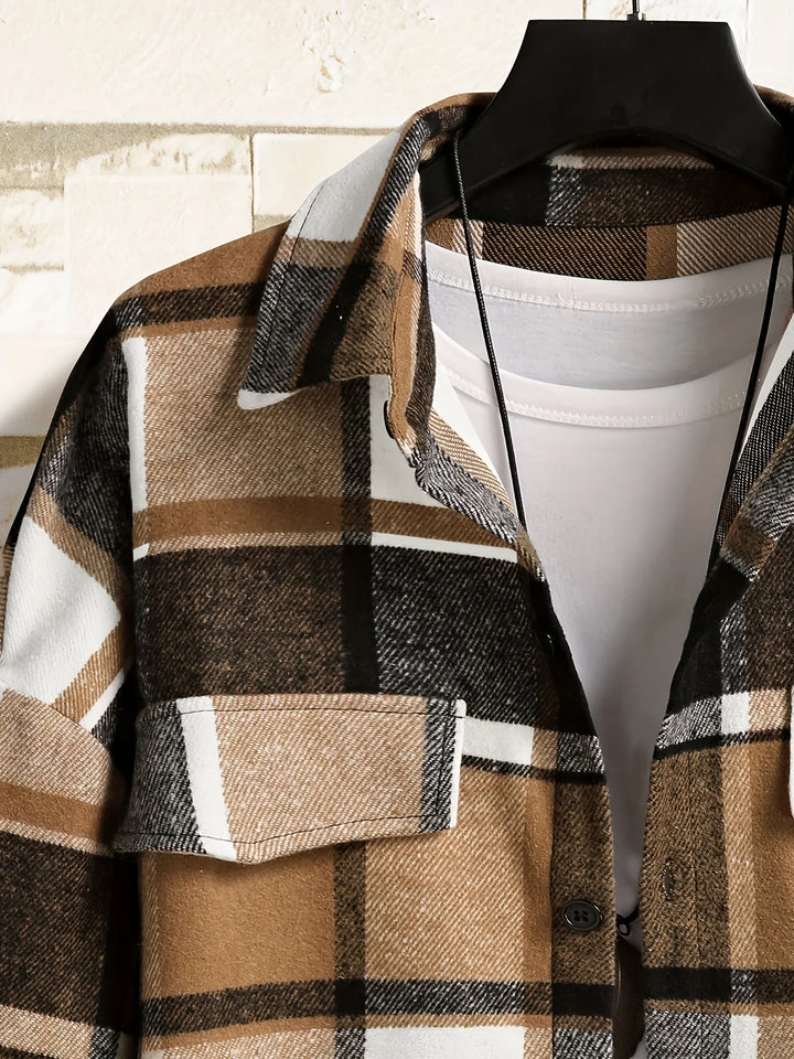 Heren overhemd | Geruit flanel shirt met lange mouw