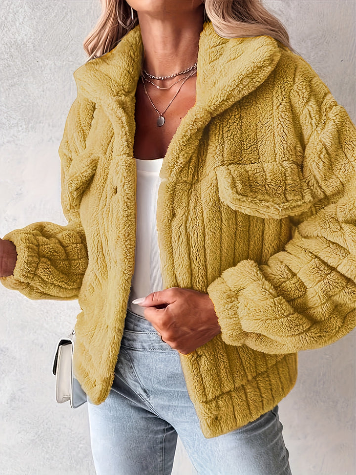 Teddy jas dames | Warme winterjas dames met zakken