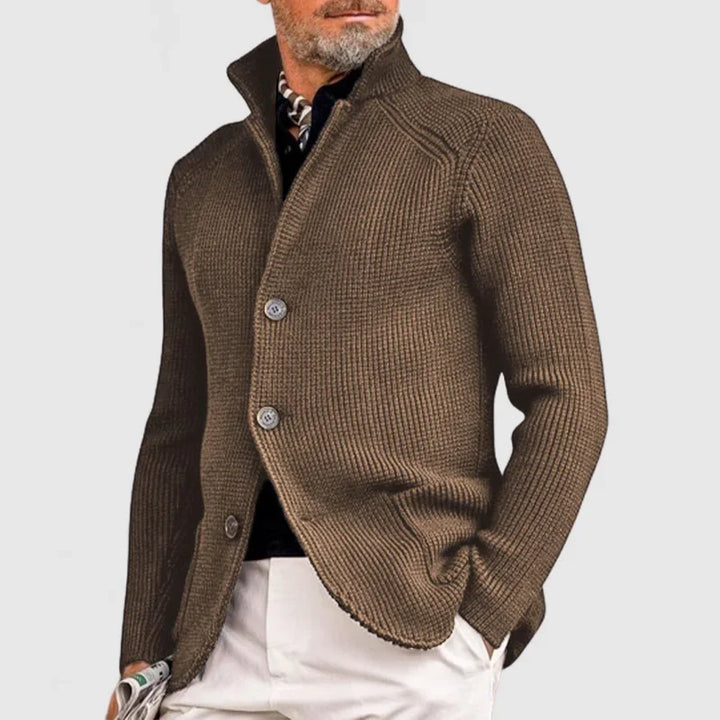 Elegante heren cardigan | Gebreide blazerstijl met knopen en opstaande kraag