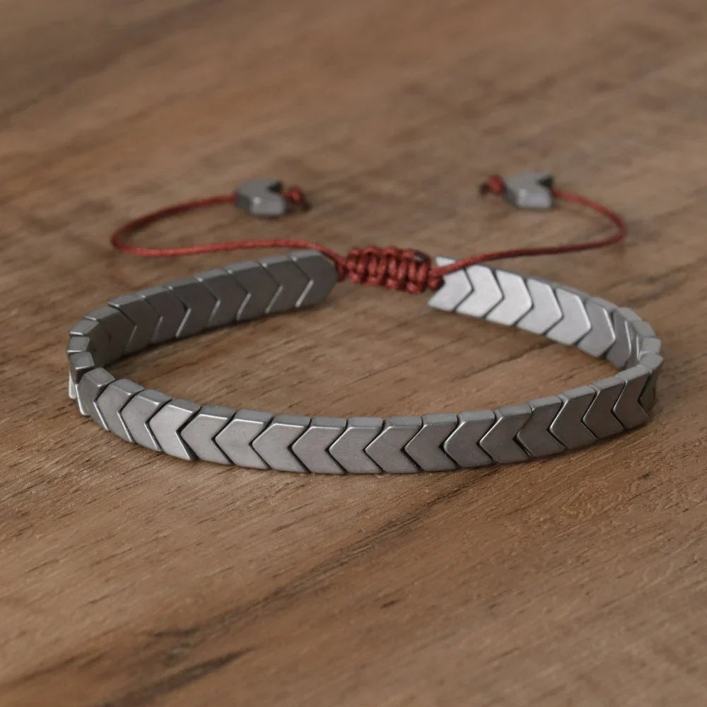 Hematiet armband | Unisex natuursteen bracelet verstelbaar