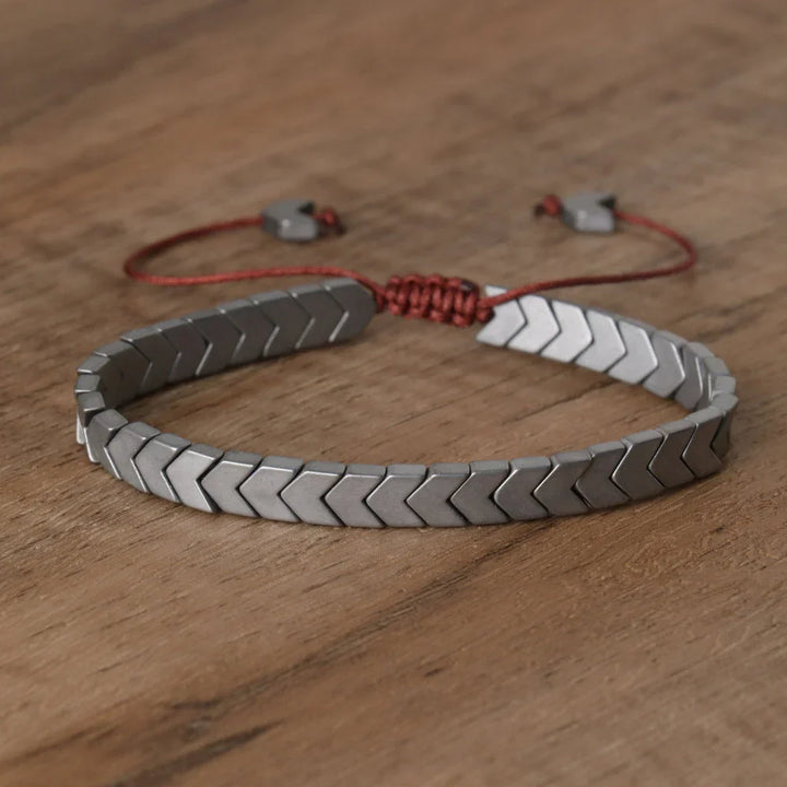 Hematiet armband | Unisex natuursteen bracelet verstelbaar