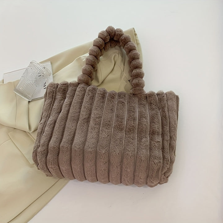Dames tas | Pluche puffy schoudertas dames met grote capaciteit
