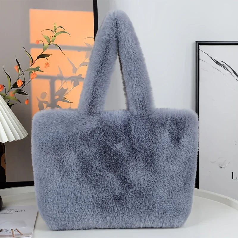 Dames faux fur tas | Pluche shopper in roze of wit