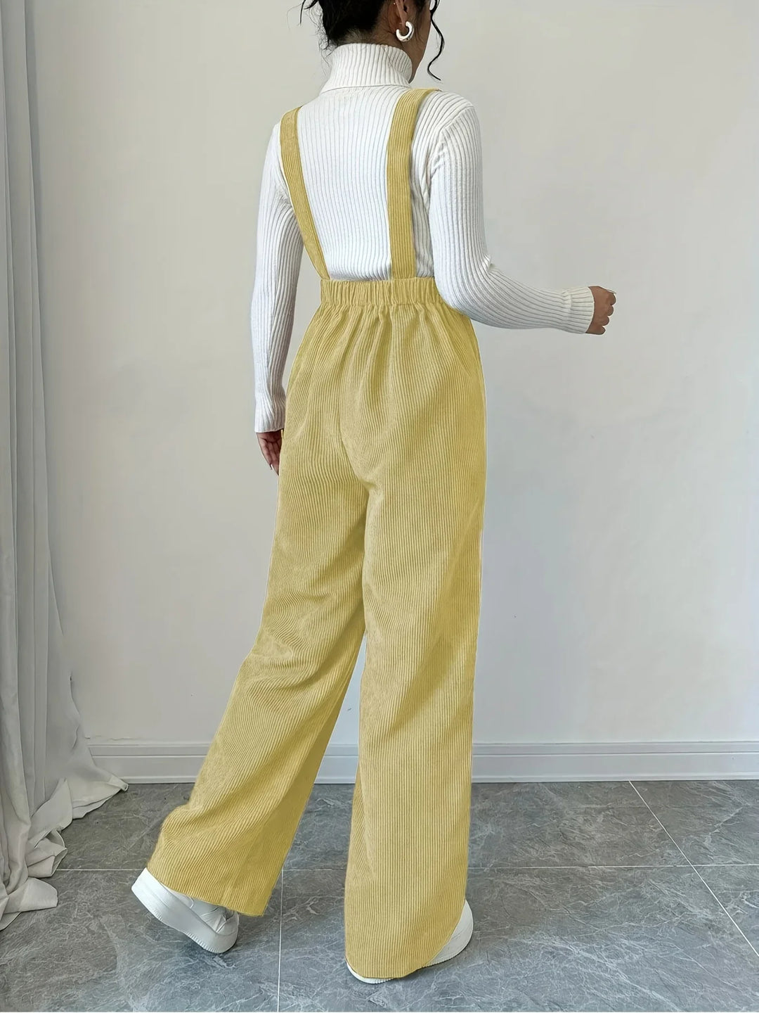 Dames tuinbroek | Lichtbruin casual model met knopen en brede band