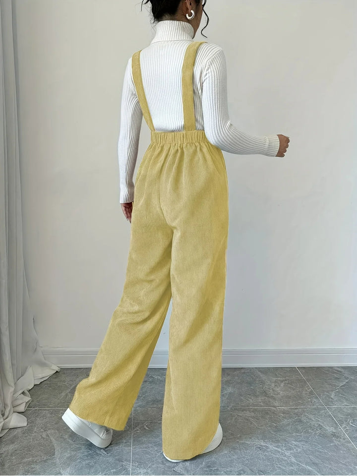 Dames tuinbroek | Lichtbruin casual model met knopen en brede band