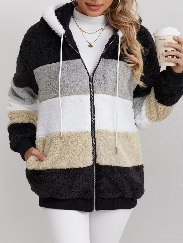 Warme dames fluffy vest | Teddy trui met rits
