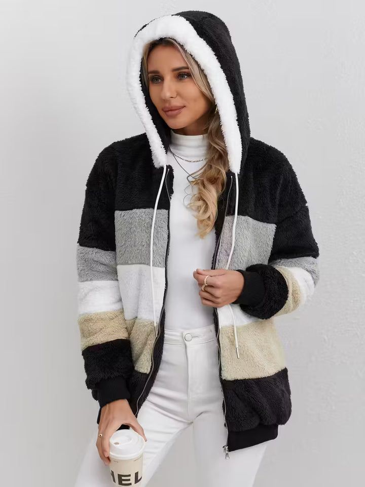 Warme dames fluffy vest | Teddy trui met rits
