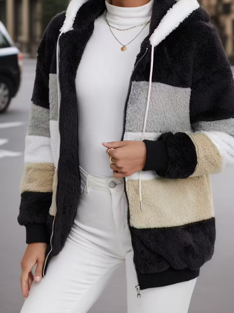 Warme dames fluffy vest | Teddy trui met rits