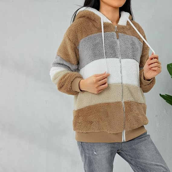 Warme dames fluffy vest | Teddy trui met rits