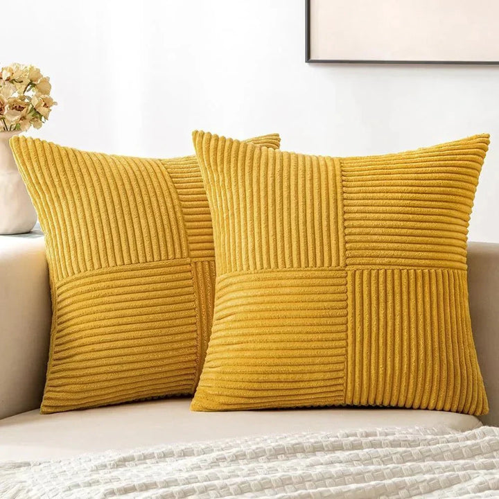 Corduroy Duo | Set van 2 zachte kussenhoezen met ribstructuur