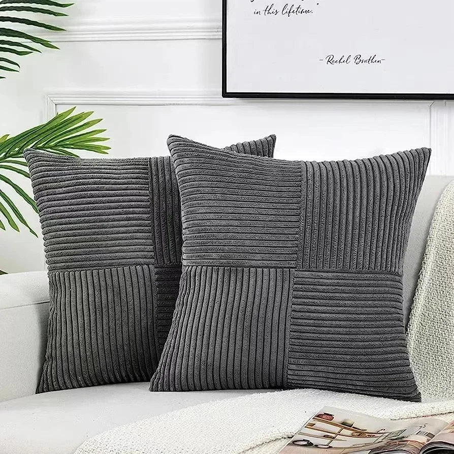Corduroy Duo | Set van 2 zachte kussenhoezen met ribstructuur
