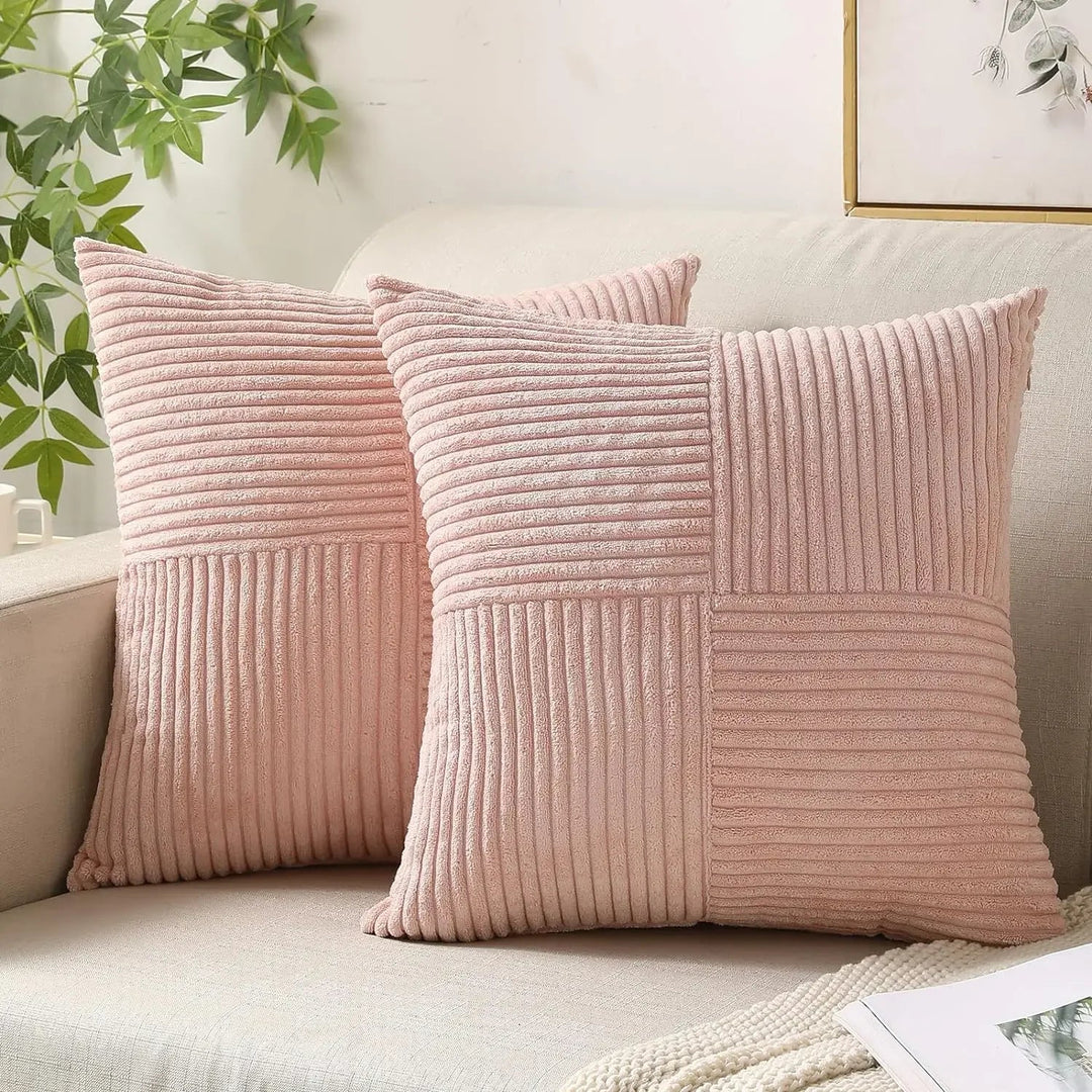 Corduroy Duo | Set van 2 zachte kussenhoezen met ribstructuur