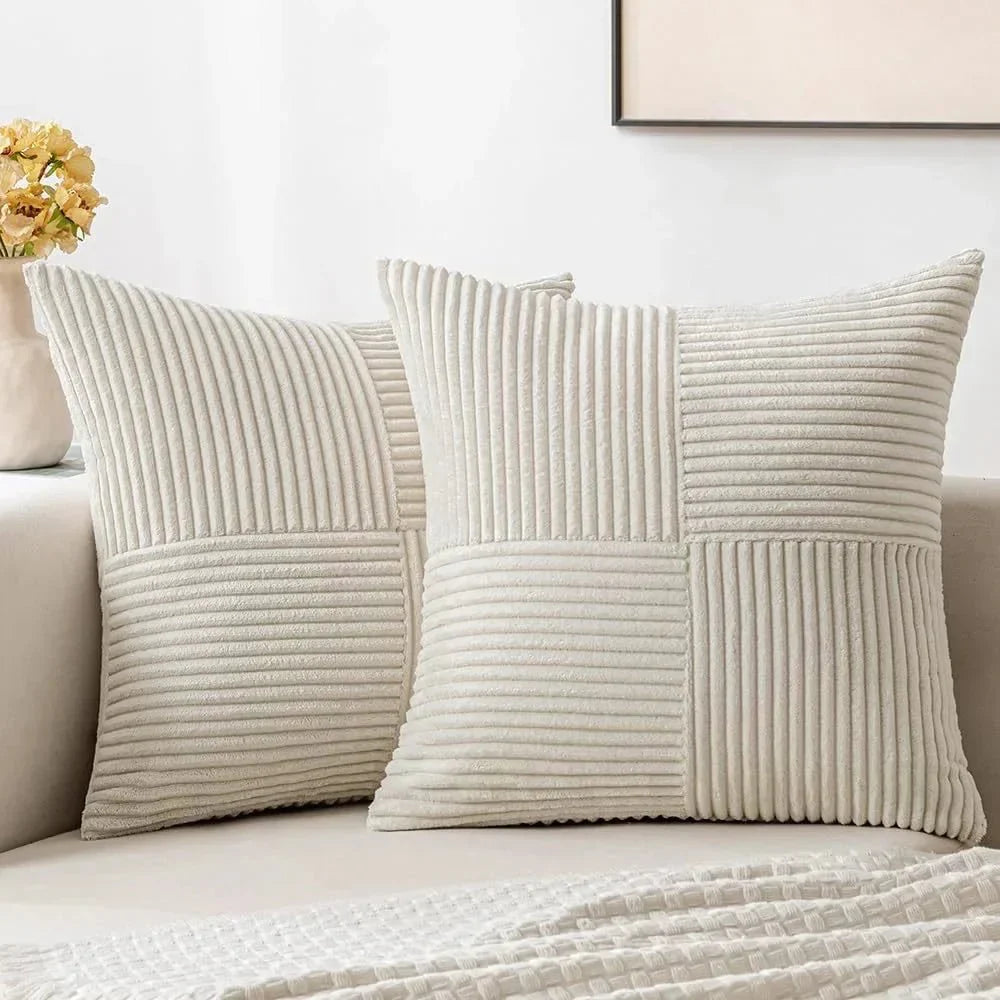 Corduroy Duo | Set van 2 zachte kussenhoezen met ribstructuur