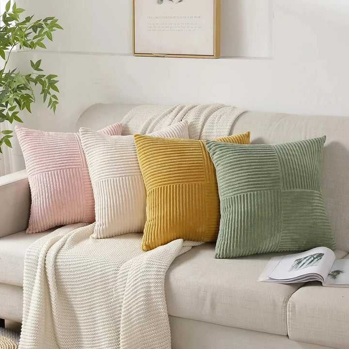 Corduroy Duo | Set van 2 zachte kussenhoezen met ribstructuur