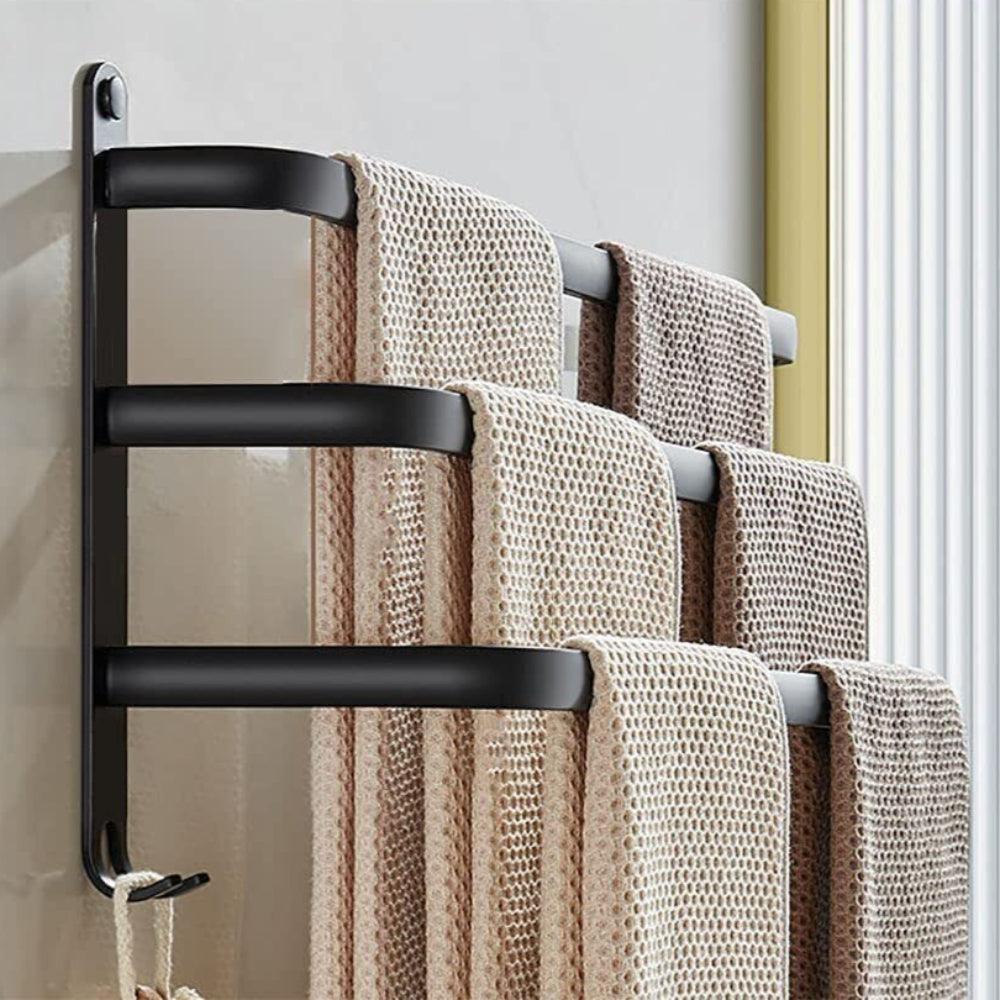 THYGIFTREE Verstelbare Handdoekhouder Voor Badkamer, 4 Lagen Boven De Deur Zwart Metaal THYGIFTREE Verstelbare Handdoekhouder Voor Badkamer, 4 Lagen Boven De Deur Zwart Metaal