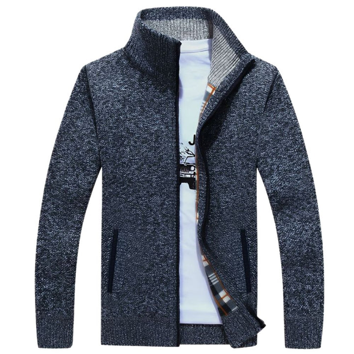 Heren cardigan | Gebreid vest met rits en warme voering