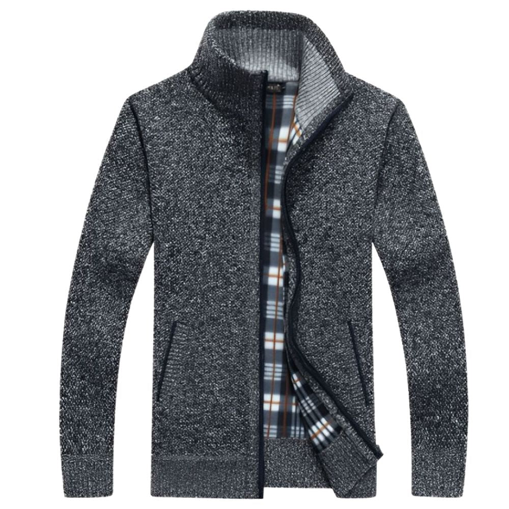 Heren cardigan | Gebreid vest met rits en warme voering