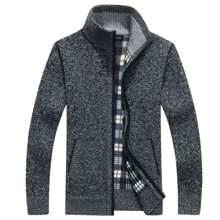 Heren cardigan | Gebreid vest met rits en warme voering