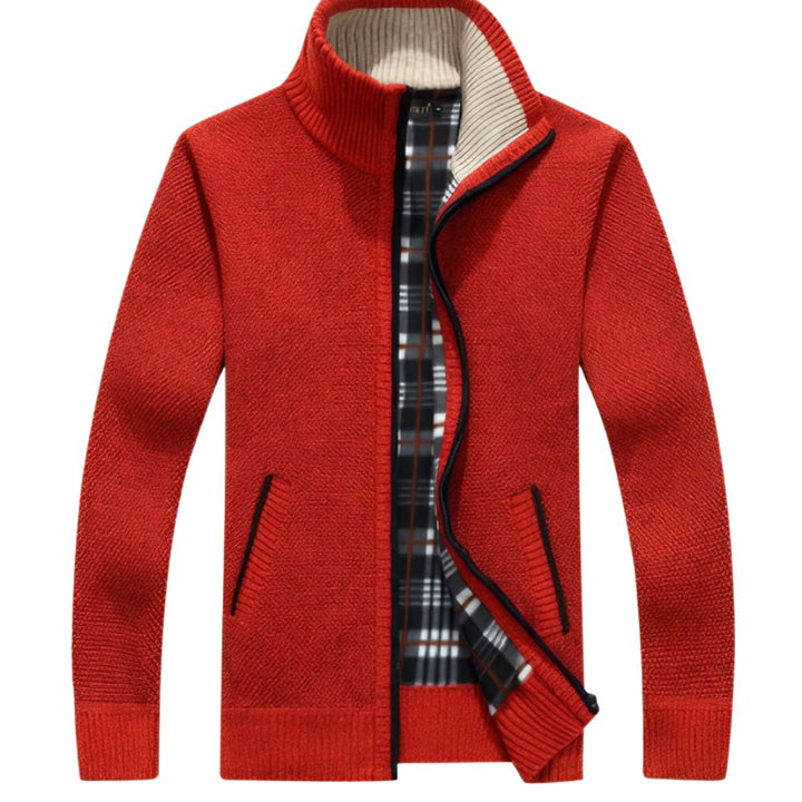 Heren cardigan | Gebreid vest met rits en warme voering