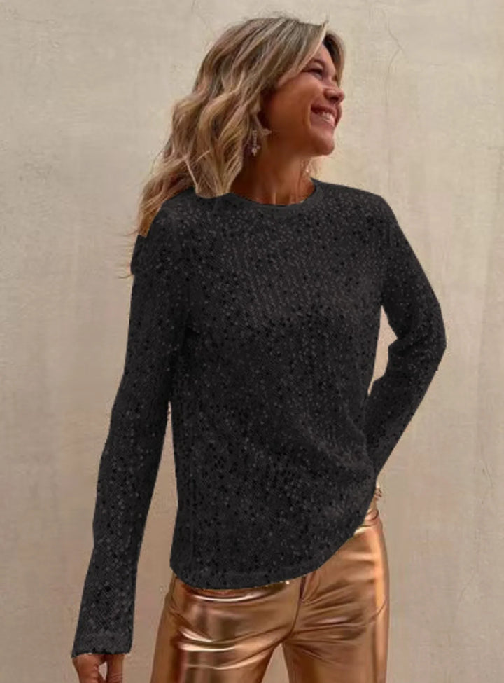 Dames pailletten blouse | Glamour blouse met lange mouwen voor feest & party
