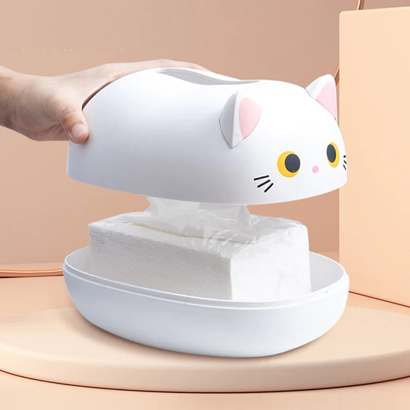 Tissuehouder kat | Decoratieve tissuedoos kunststof