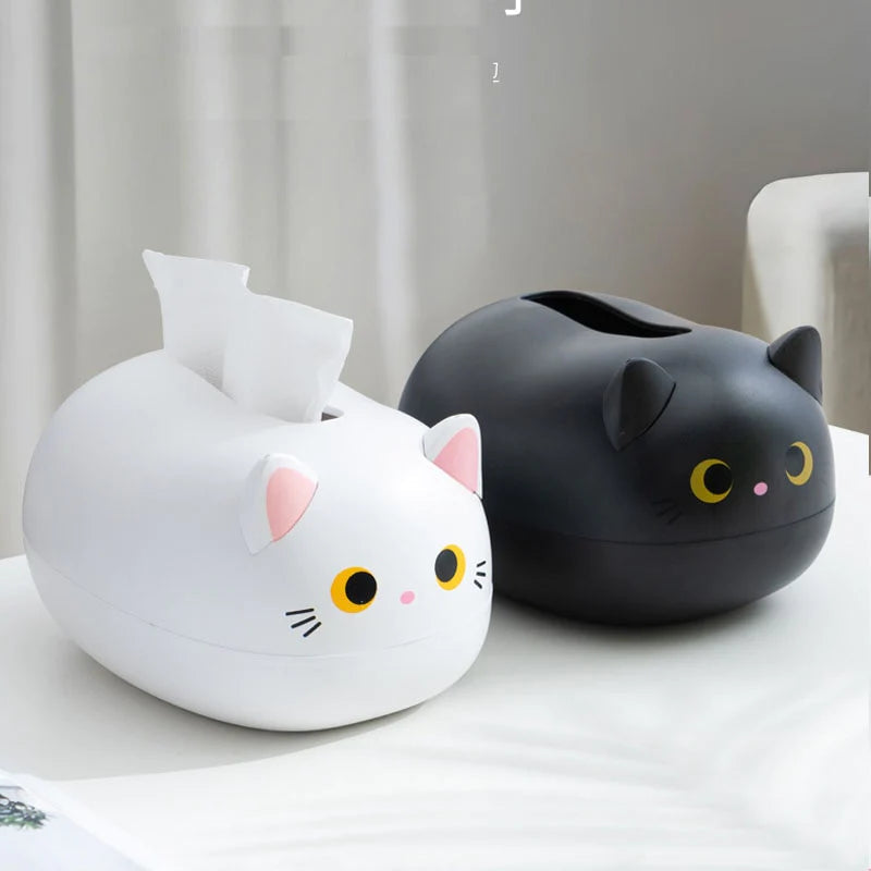Tissuehouder kat | Decoratieve tissuedoos kunststof