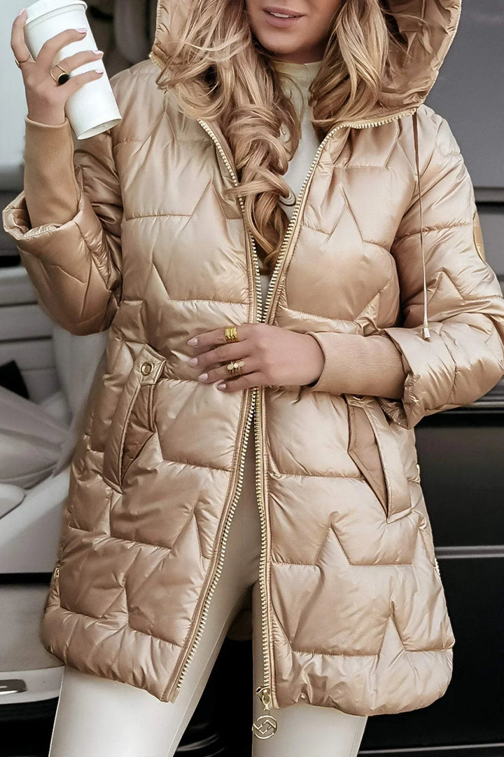 Winterjas dames Elegante | Lange gewatteerde jas met capuchon