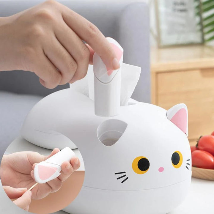 Tissuehouder kat | Decoratieve tissuedoos kunststof