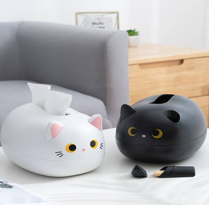 Tissuehouder kat | Decoratieve tissuedoos kunststof
