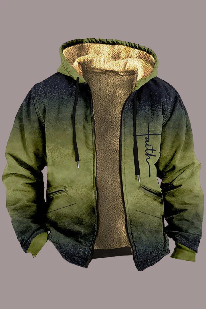 Heren winterjas | Fleece gevoerde hoodie jas met capuchon