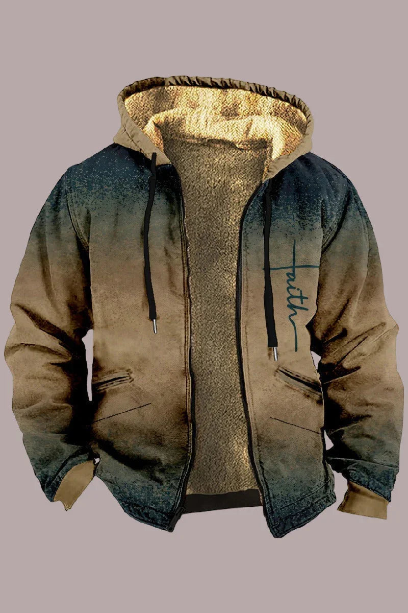 Heren winterjas | Fleece gevoerde hoodie jas met capuchon