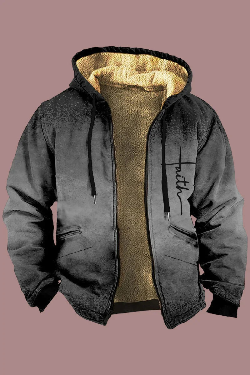 Heren winterjas | Fleece gevoerde hoodie jas met capuchon