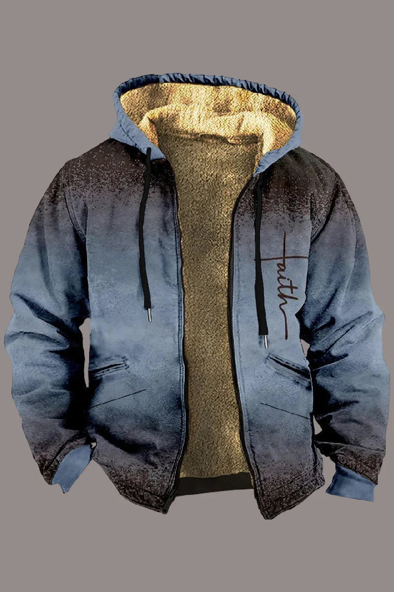 Heren winterjas | Fleece gevoerde hoodie jas met capuchon