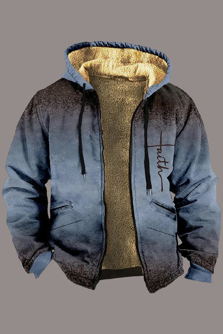 Heren winterjas | Fleece gevoerde hoodie jas met capuchon