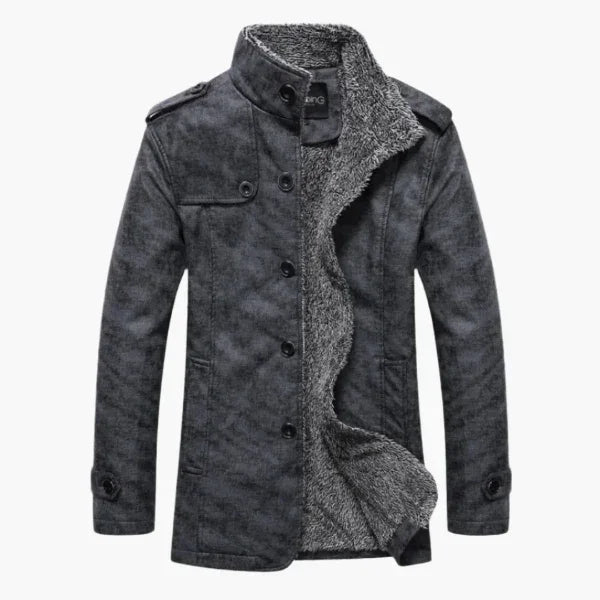 Heren winterjas | Fleece gevoerde jas met knoopsluiting