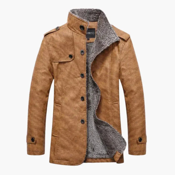 Heren winterjas | Fleece gevoerde jas met knoopsluiting