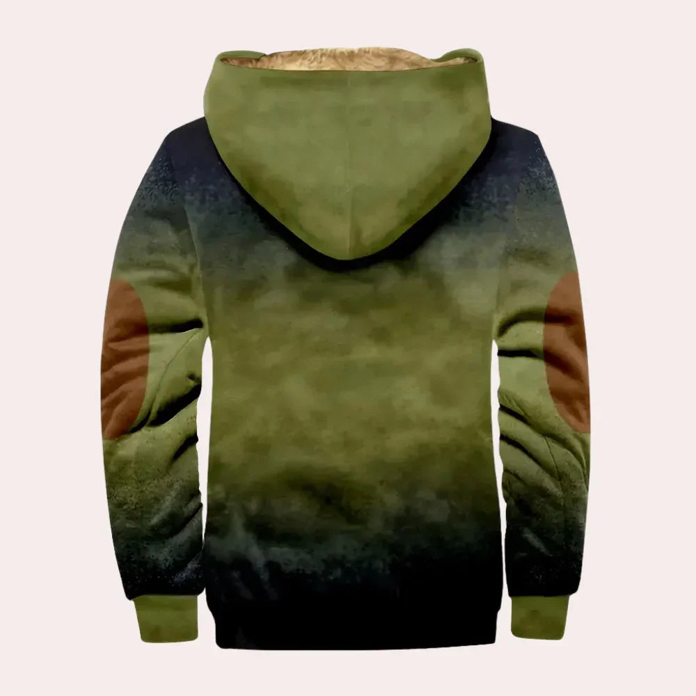 Heren winterjas | Fleece gevoerde hoodie jas met capuchon