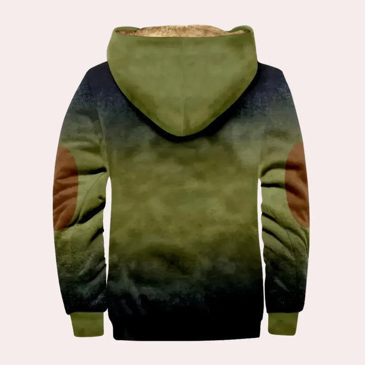 Heren winterjas | Fleece gevoerde hoodie jas met capuchon